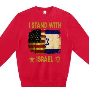 I Stand With Israel I Stand With Israel America Flag Premium Crewneck Sweatshirt