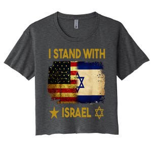 I Stand With Israel I Stand With Israel America Flag Women's Crop Top Tee