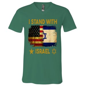 I Stand With Israel I Stand With Israel America Flag V-Neck T-Shirt