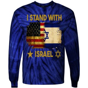 I Stand With Israel I Stand With Israel America Flag Tie-Dye Long Sleeve Shirt