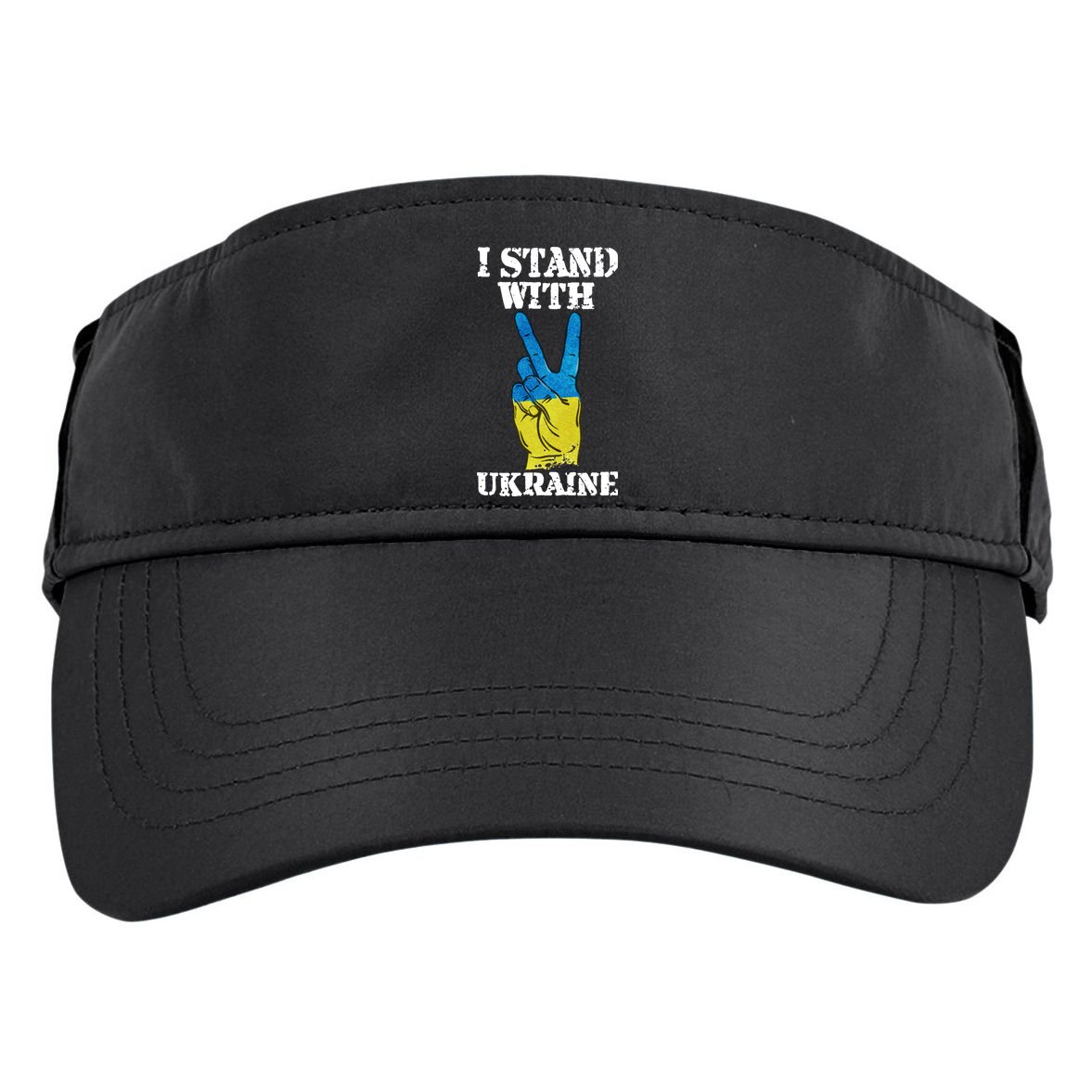 I Stand With Ukraine Ukrainian Peace Sign Adult Drive Performance Visor