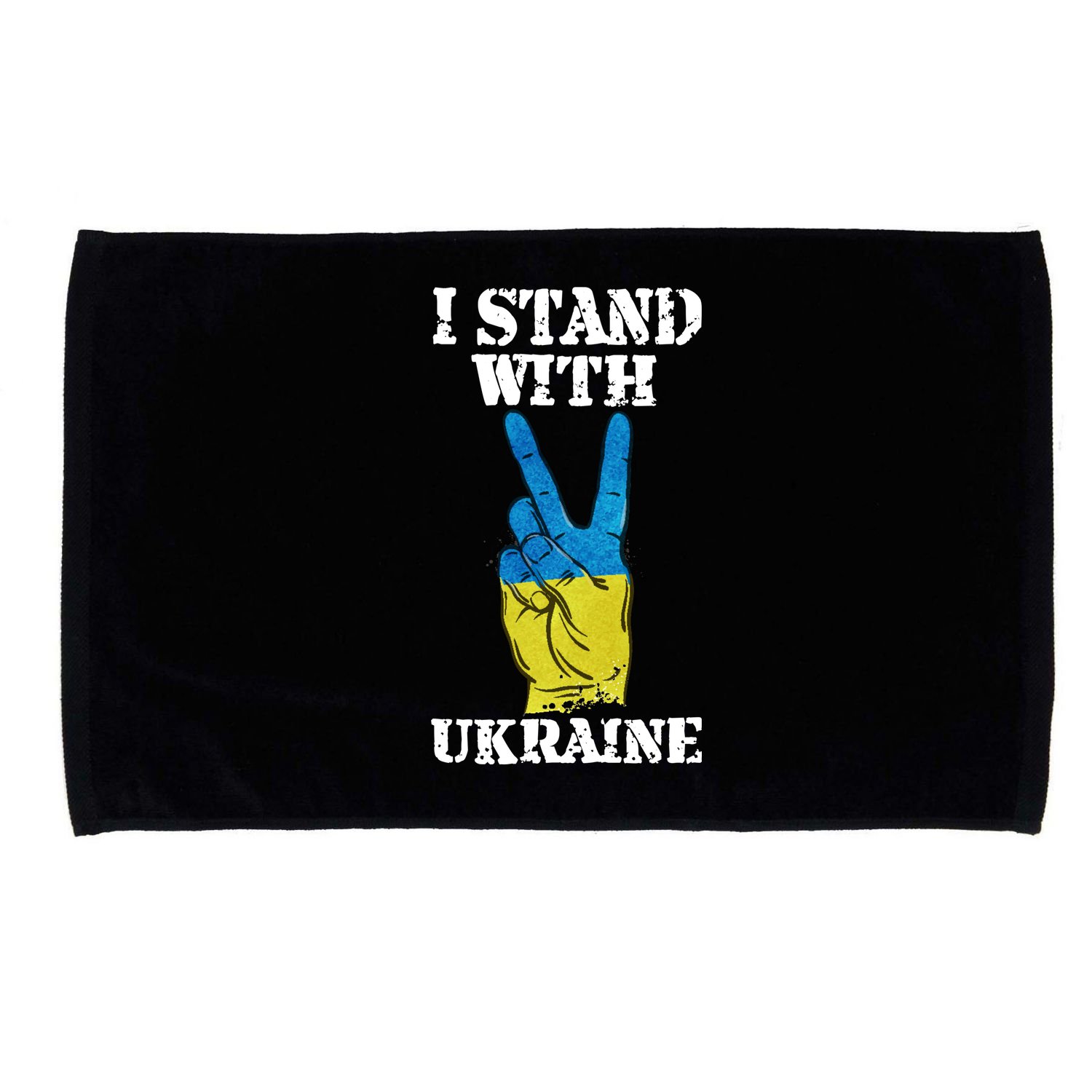 I Stand With Ukraine Ukrainian Peace Sign Microfiber Hand Towel
