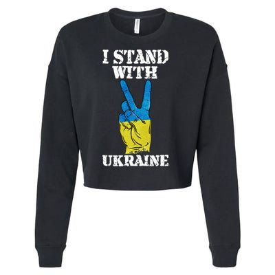 I Stand With Ukraine Ukrainian Peace Sign Cropped Pullover Crew