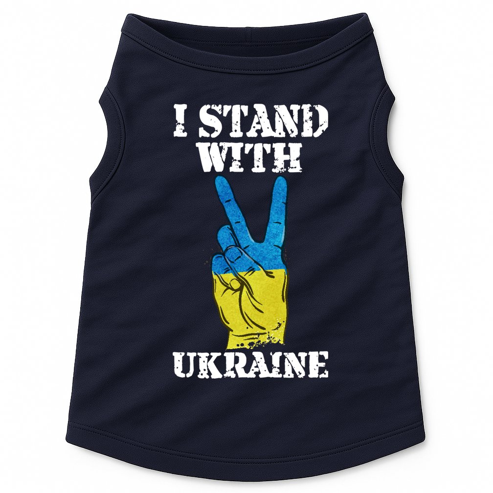 I Stand With Ukraine Ukrainian Peace Sign Doggie Tank