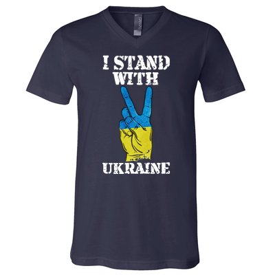 I Stand With Ukraine Ukrainian Peace Sign V-Neck T-Shirt