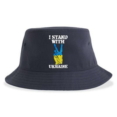 I Stand With Ukraine Ukrainian Peace Sign Sustainable Bucket Hat