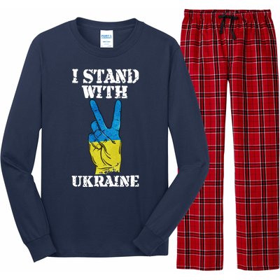 I Stand With Ukraine Ukrainian Peace Sign Long Sleeve Pajama Set