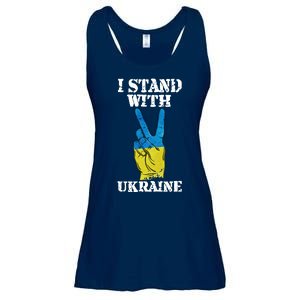 I Stand With Ukraine Ukrainian Peace Sign Ladies Essential Flowy Tank