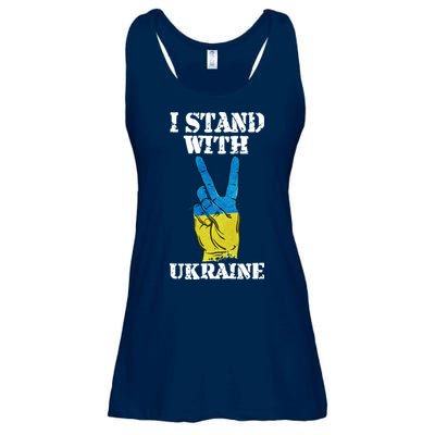 I Stand With Ukraine Ukrainian Peace Sign Ladies Essential Flowy Tank