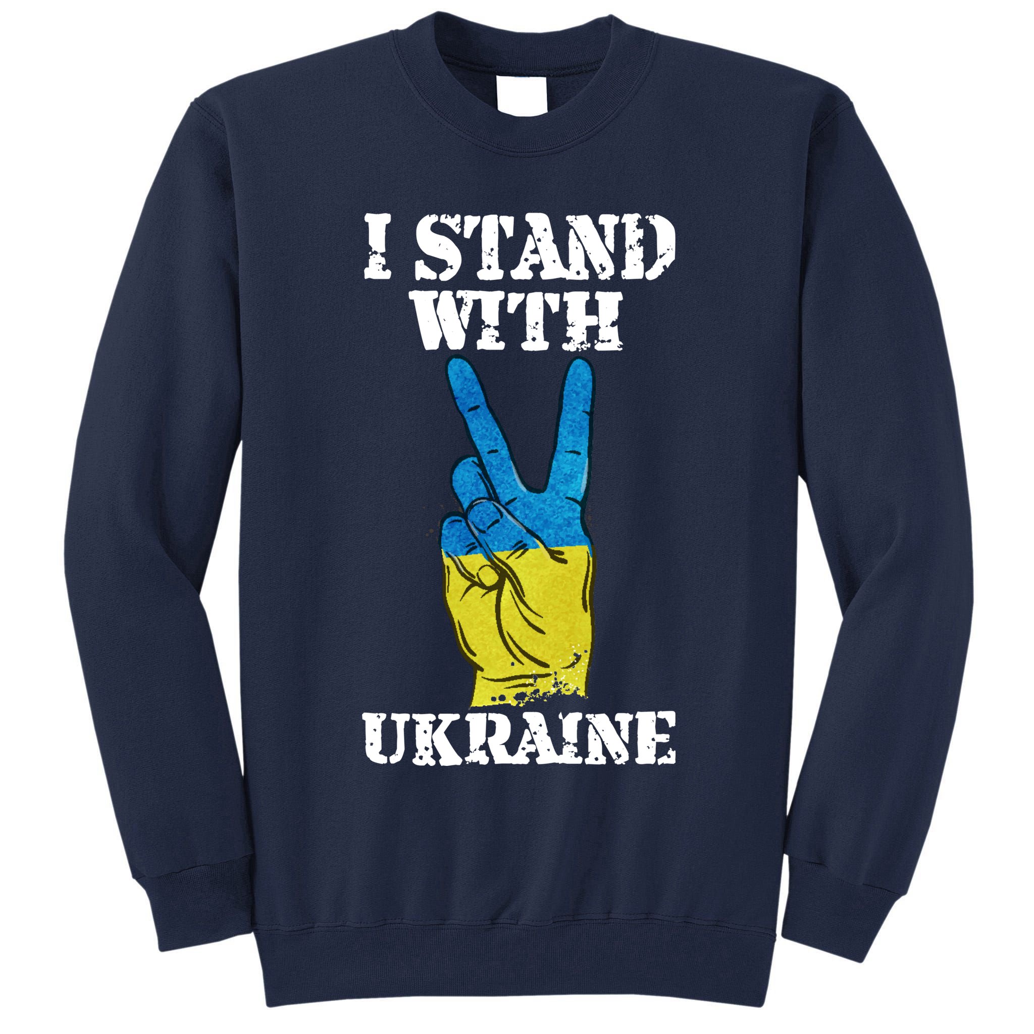 I Stand With Ukraine Ukrainian Peace Sign Tall Sweatshirt