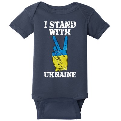 I Stand With Ukraine Ukrainian Peace Sign Baby Bodysuit