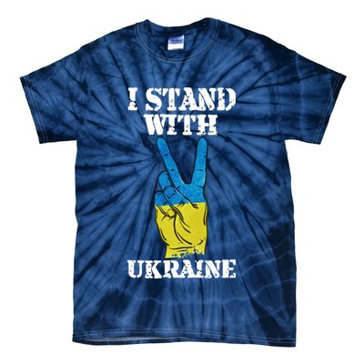 I Stand With Ukraine Ukrainian Peace Sign Tie-Dye T-Shirt