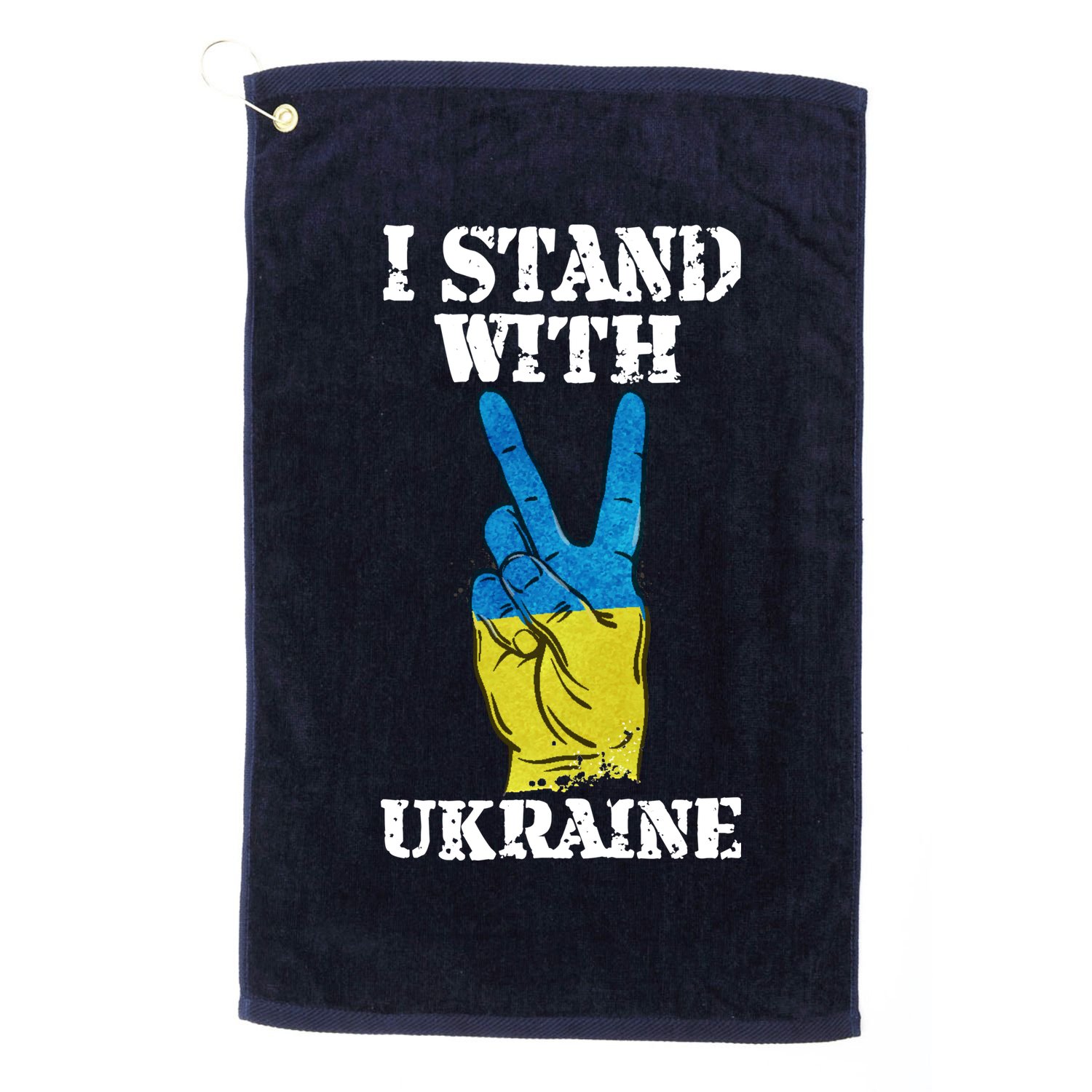 I Stand With Ukraine Ukrainian Peace Sign Golf Towel