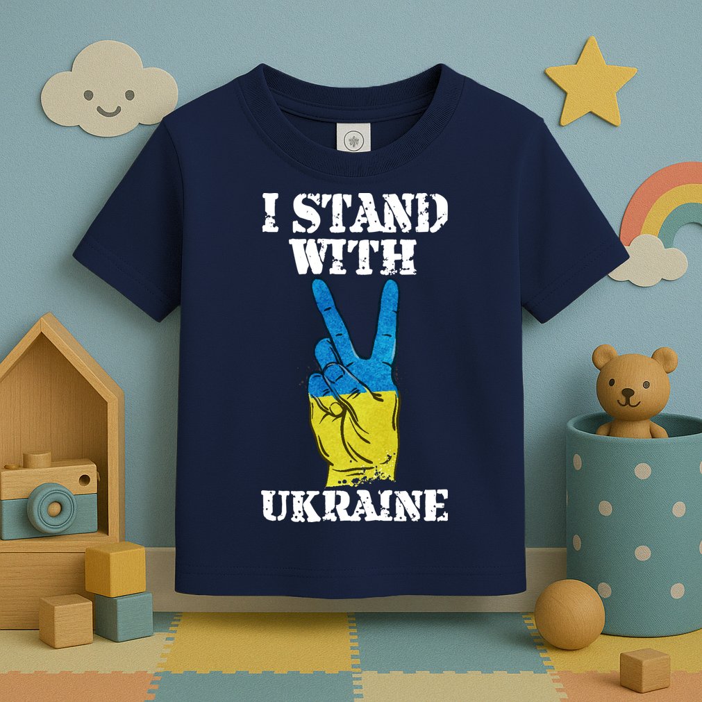 I Stand With Ukraine Ukrainian Peace Sign Toddler T-Shirt