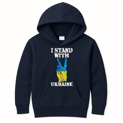 I Stand With Ukraine Ukrainian Peace Sign Kids Hoodie