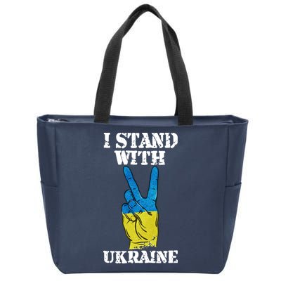 I Stand With Ukraine Ukrainian Peace Sign Zip Tote Bag