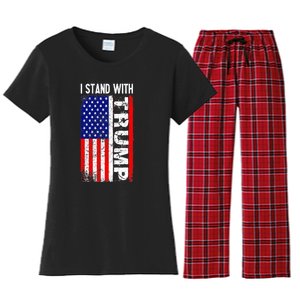 I Stand With President Pro Trump Retro Women's Flannel Pajama Set