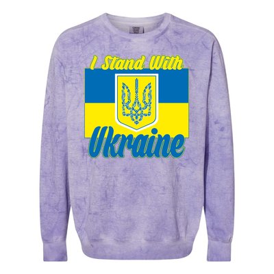 I Stand With Ukraine Coat Of Arms Flag Support Ukraine Colorblast Crewneck Sweatshirt