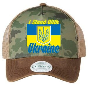 I Stand With Ukraine Coat Of Arms Flag Support Ukraine Legacy Tie Dye Trucker Hat