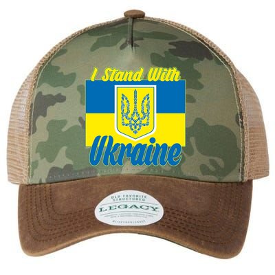 I Stand With Ukraine Coat Of Arms Flag Support Ukraine Legacy Tie Dye Trucker Hat
