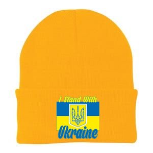 I Stand With Ukraine Coat Of Arms Flag Support Ukraine Knit Cap Winter Beanie