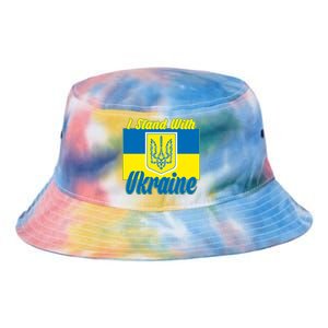 I Stand With Ukraine Coat Of Arms Flag Support Ukraine Tie Dye Newport Bucket Hat