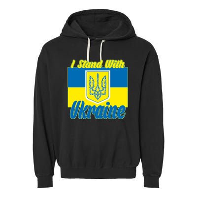 I Stand With Ukraine Coat Of Arms Flag Support Ukraine Garment-Dyed Fleece Hoodie