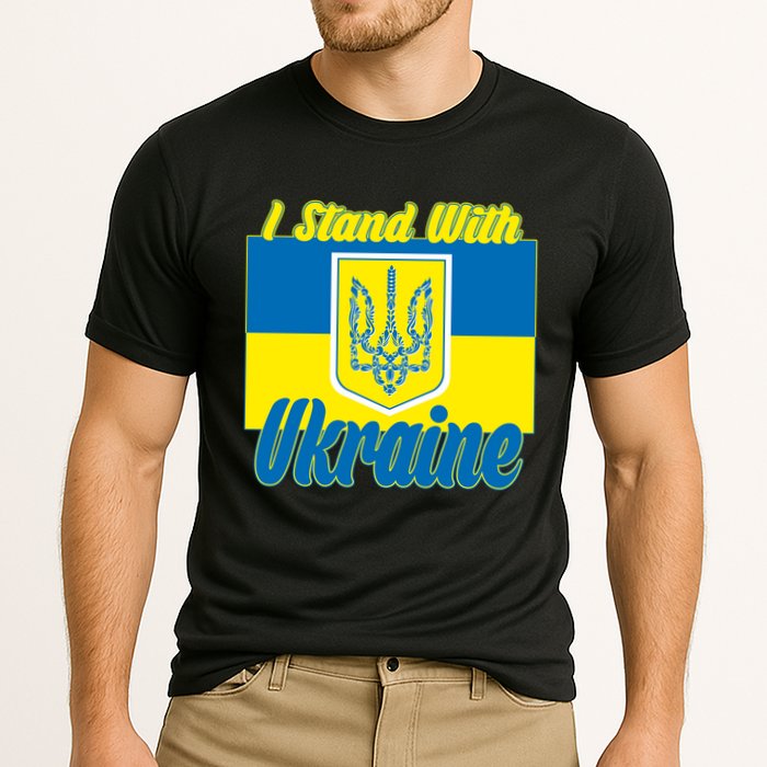 I Stand With Ukraine Coat Of Arms Flag Support Ukraine Cooling Performance Crew T-Shirt