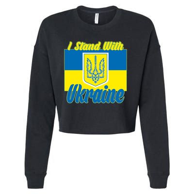 I Stand With Ukraine Coat Of Arms Flag Support Ukraine Cropped Pullover Crew