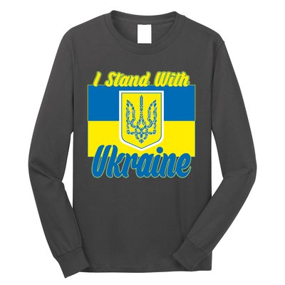 I Stand With Ukraine Coat Of Arms Flag Support Ukraine Long Sleeve Shirt