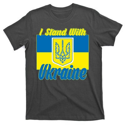 I Stand With Ukraine Coat Of Arms Flag Support Ukraine T-Shirt