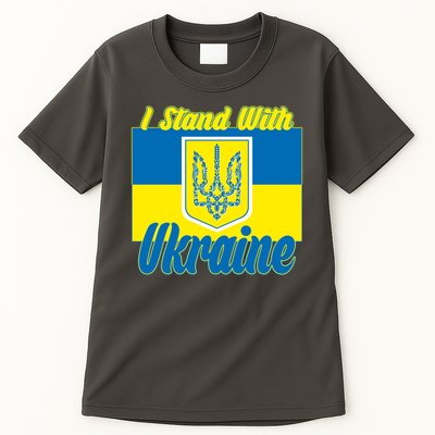 I Stand With Ukraine Coat Of Arms Flag Support Ukraine Tall T-Shirt