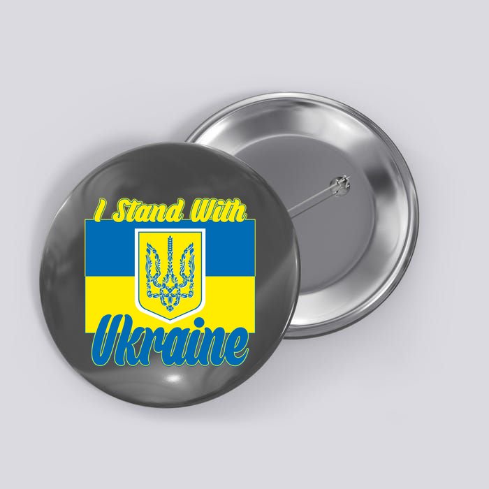 I Stand With Ukraine Coat Of Arms Flag Support Ukraine Button