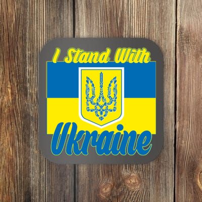 I Stand With Ukraine Coat Of Arms Flag Support Ukraine Coaster