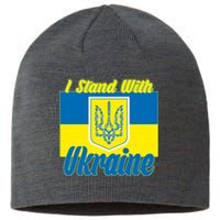 I Stand With Ukraine Coat Of Arms Flag Support Ukraine Sustainable Beanie