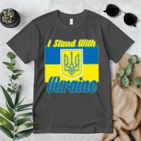 I Stand With Ukraine Coat Of Arms Flag Support Ukraine Premium T-Shirt