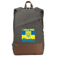 I Stand With Ukraine Coat Of Arms Flag Support Ukraine Cotton Canvas Backpack