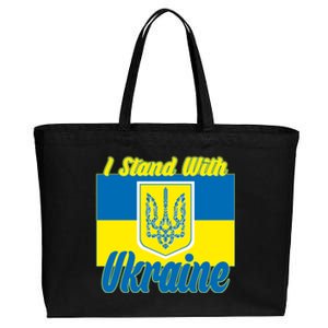 I Stand With Ukraine Coat Of Arms Flag Support Ukraine Cotton Canvas Jumbo Tote