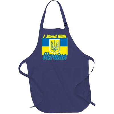 I Stand With Ukraine Coat Of Arms Flag Support Ukraine Full-Length Apron With Pockets