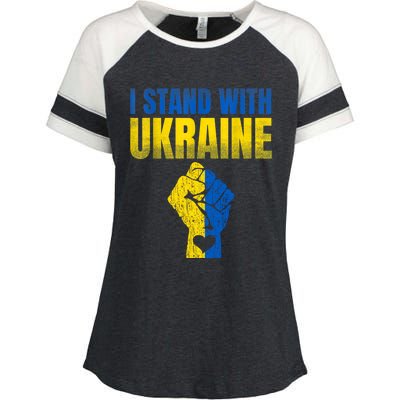 I Stand With Ukraine Ukrainian Flag Support Ukraine Gift Enza Ladies Jersey Colorblock Tee