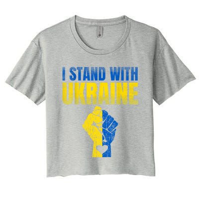 I Stand With Ukraine Ukrainian Flag Support Ukraine Gift Women's Crop Top Tee