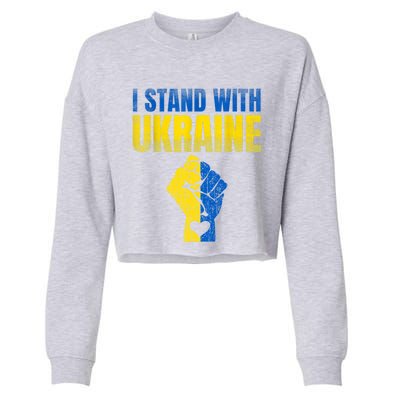 I Stand With Ukraine Ukrainian Flag Support Ukraine Gift Cropped Pullover Crew