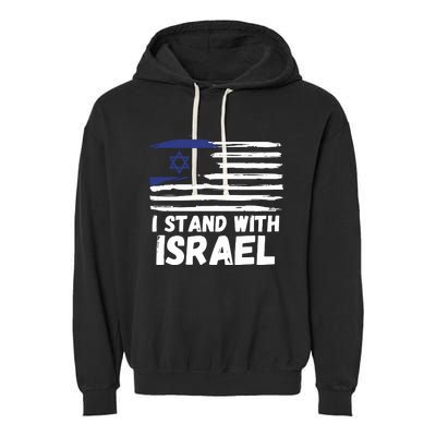 I Stand With Israel Jewish Hanukkah Garment-Dyed Fleece Hoodie