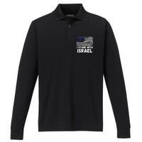 I Stand With Israel Jewish Hanukkah Performance Long Sleeve Polo