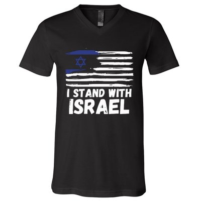 I Stand With Israel Jewish Hanukkah V-Neck T-Shirt