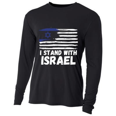 I Stand With Israel Jewish Hanukkah Cooling Performance Long Sleeve Crew