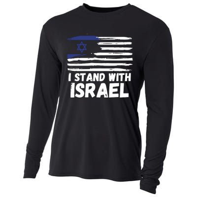 I Stand With Israel Jewish Hanukkah Cooling Performance Long Sleeve Crew