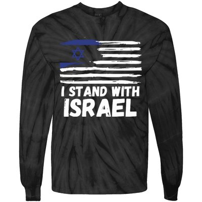 I Stand With Israel Jewish Hanukkah Tie-Dye Long Sleeve Shirt