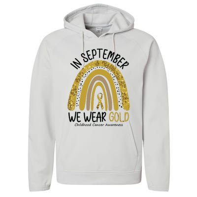 In September We Wear Gold Childhood Cancer Awareness Rainbow Performance Fleece Hoodie