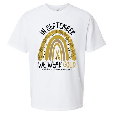 In September We Wear Gold Childhood Cancer Awareness Rainbow Sueded Cloud Jersey T-Shirt